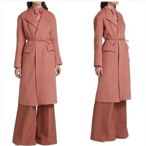 ZIMMERMANN Kaleidoscope 100% Wool Belted Trench Coat Lipstick Pink Size AU1 1/S